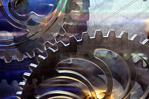 Gear and cogs wheels close-up. Clock mechanism