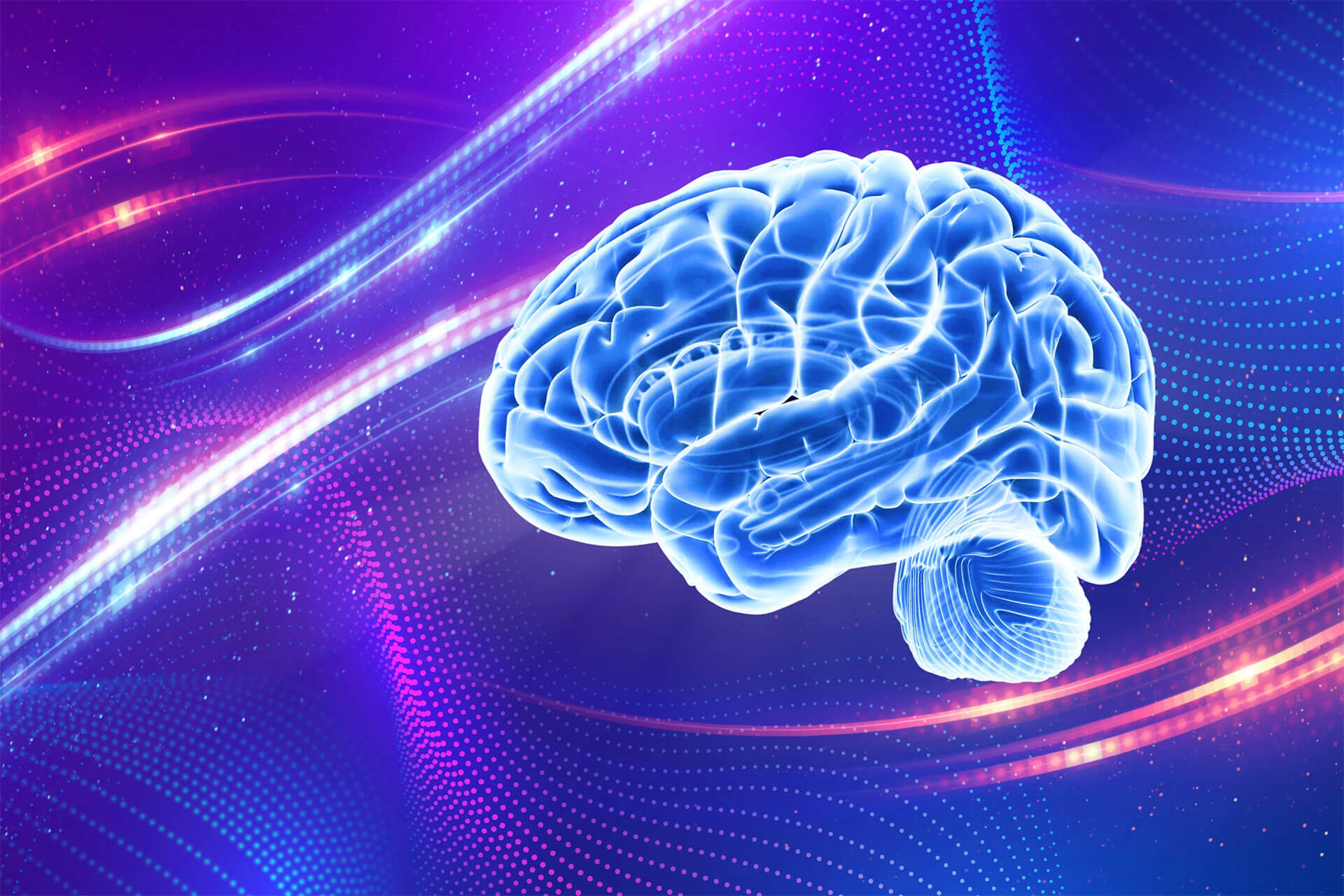 Artificial intelligence. Human life. 3d illustration. New brain. Digital life. Head with brain. Face. Science.