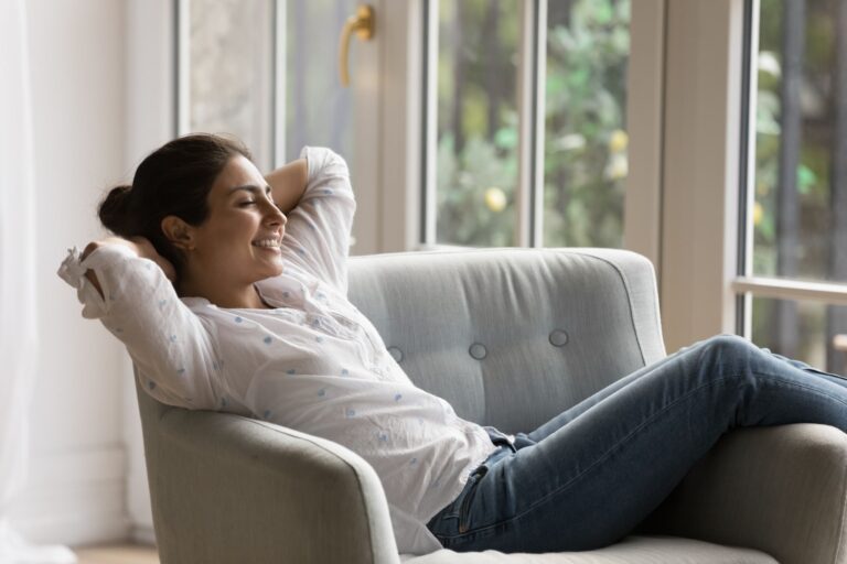 woman spending carefree weekend