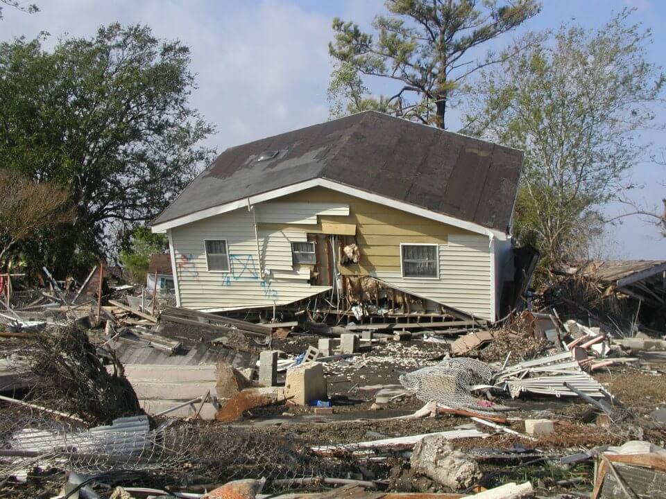 residential house damaged by hurricane katrina