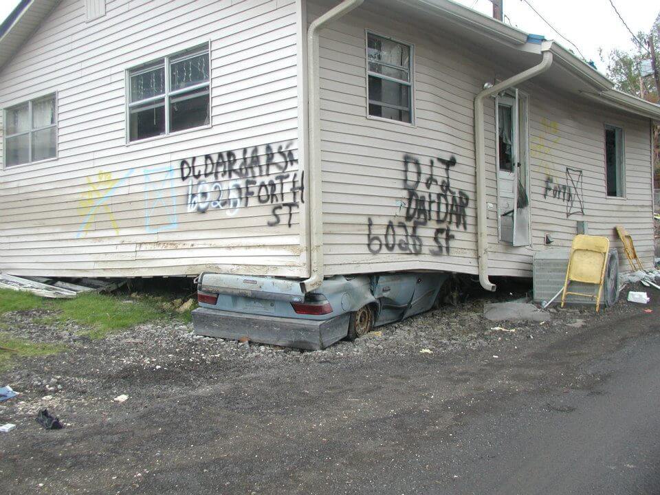 a moment of resilience and defiance in the aftermath of Hurricane Katrina