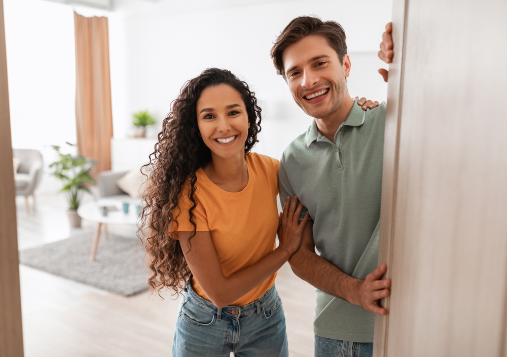 Happy Couple Living Room Entrance