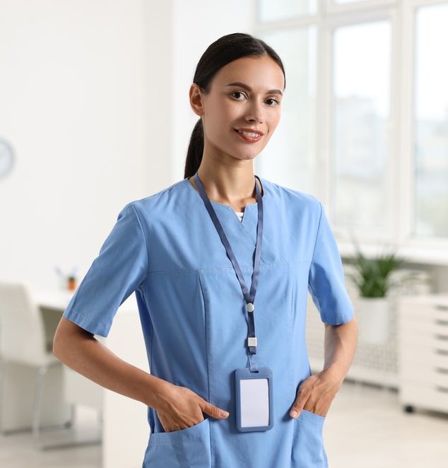 Female Nurse Blue Outfit Smile