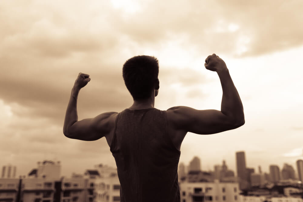 Strong confident man in the city