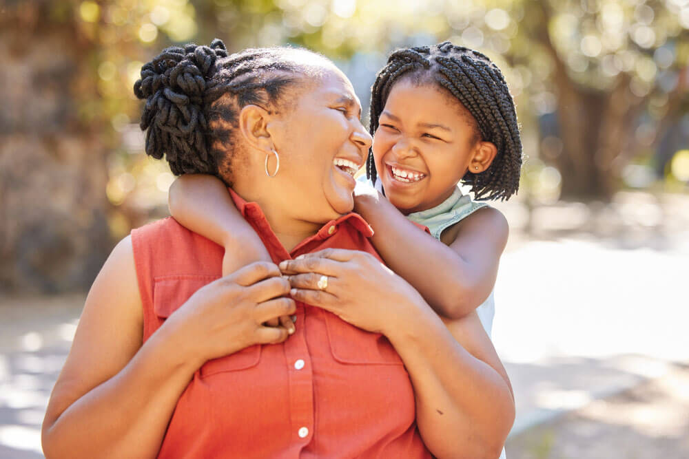 senior woman with child loves bonding