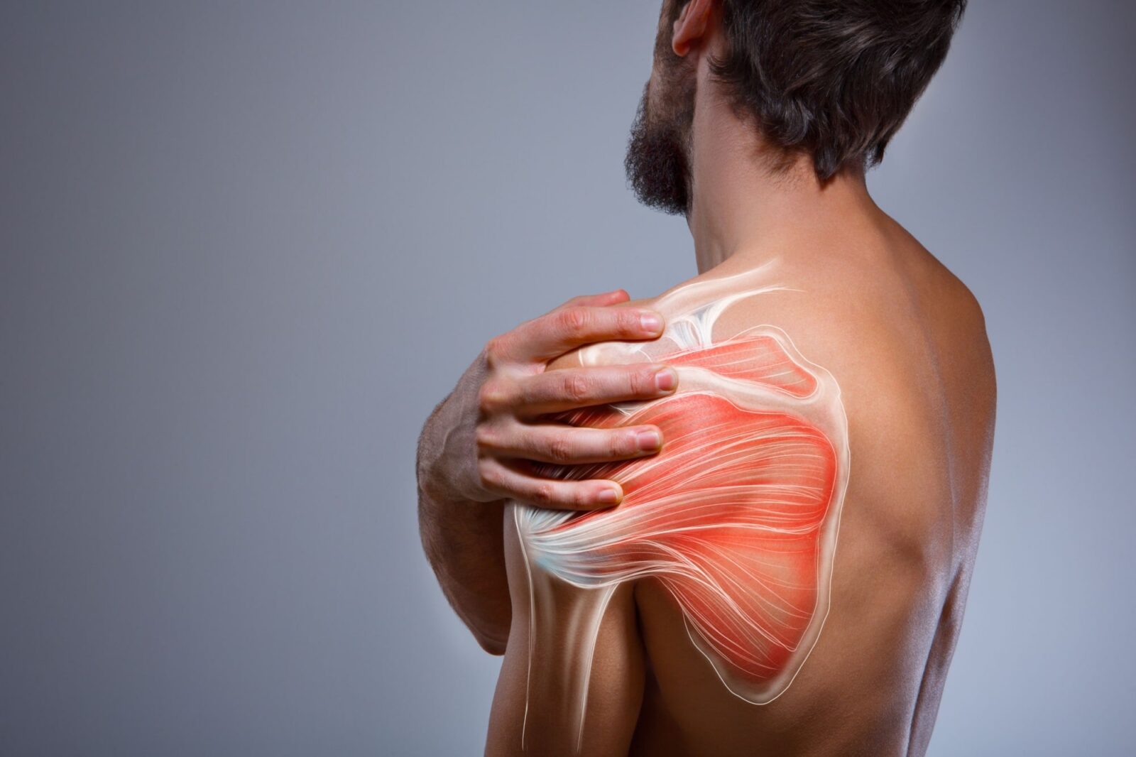 man holding painful injured point
