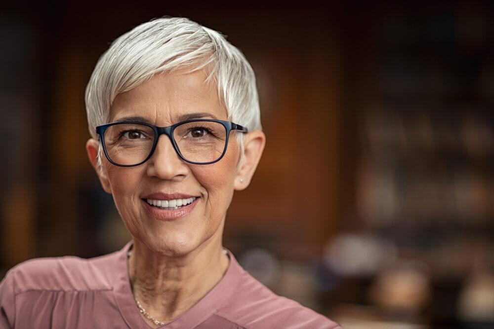 senior woman looking at camera