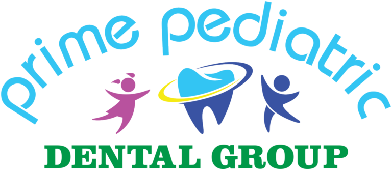 Prime Pediatric Dental Group logo in colors teal blue, green, purple, dark blue and yellow