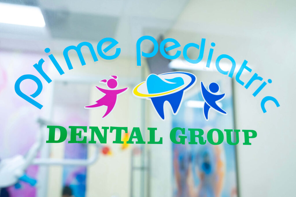 Office tour photos showing Prime Pediatric Dental Group decal logo