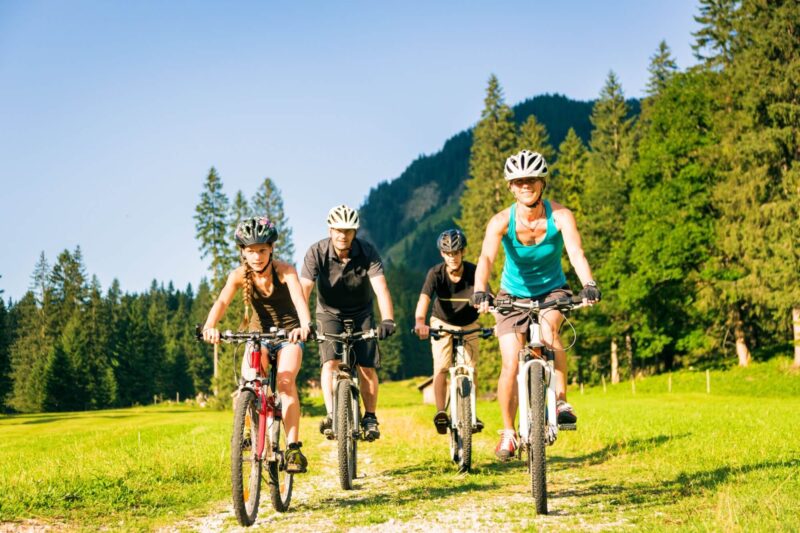 Family Of Four Cycling