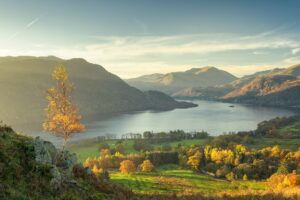 Scenic view of mountains and river