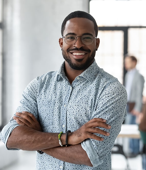 Smiling man wearing glasses