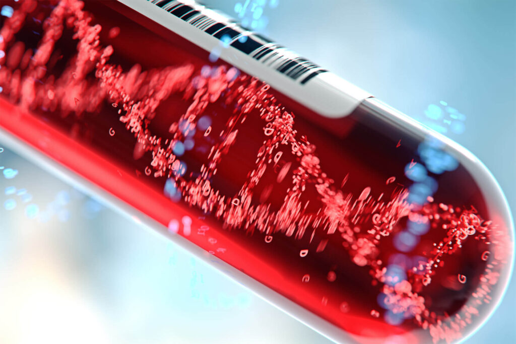 Molecule of DNA forming inside the test tube